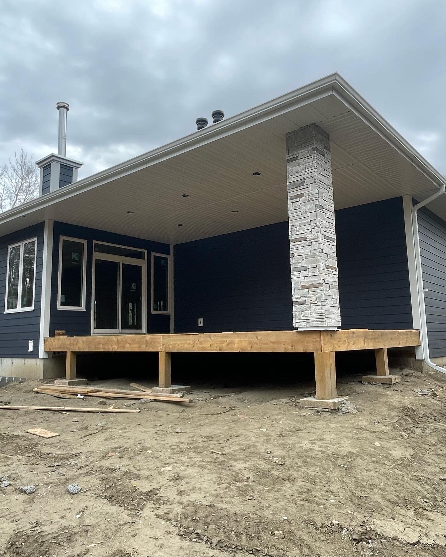 Hardie Board and Versetta Stone Parkland County Back Deck